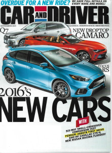 CAR & DRIVER 2015 SEPT - Q7, NEW DROPTOP CAMARO, FOCUS RS, FERRARI 488GTB 